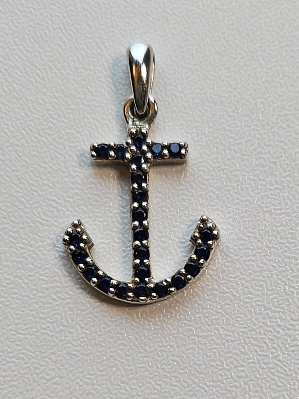 Sterling Silver Anchor Pendant with Sapphires From Zales